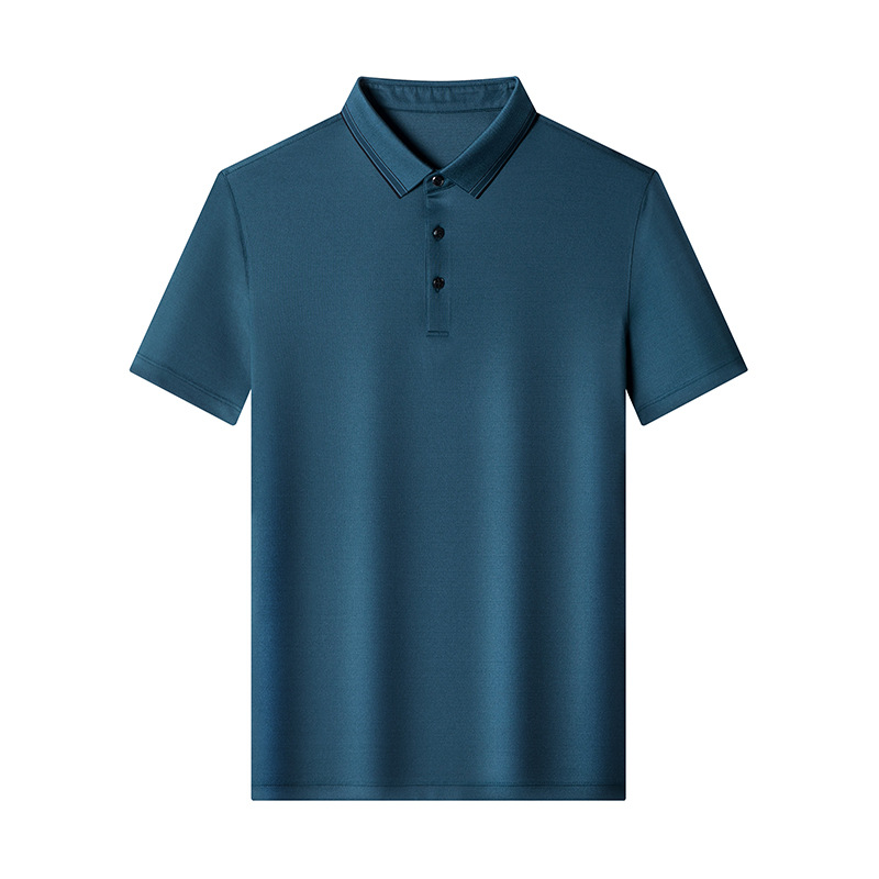 (image for) Summer Ice Silk Short-sleeved T-shirt Men's Lapel Business Casual Polo