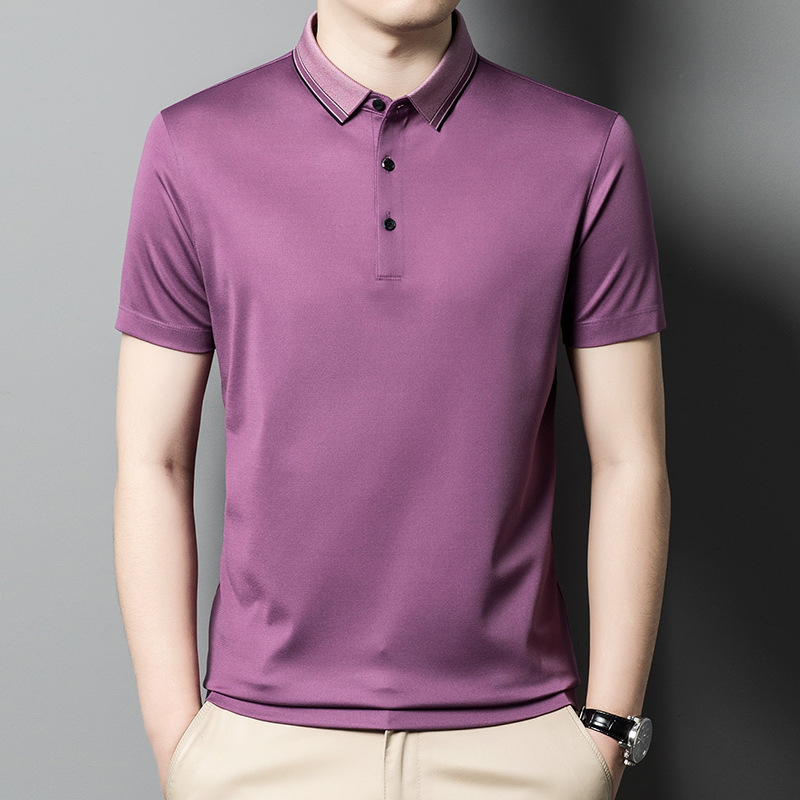 Modal Additional Images for Summer Ice Silk Short-sleeved T-shirt Men's Lapel Business Casual Polo