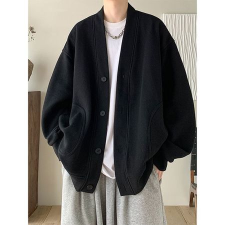 (image for) Men's Solid Color Jacket Mens Trendy Loose Cardigan Coat
