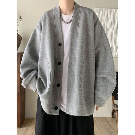 Men's Solid Color Jacket Mens Trendy Loose Cardigan Coat