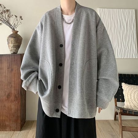 Modal Additional Images for Men's Solid Color Jacket Mens Trendy Loose Cardigan Coat