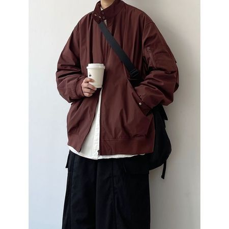 Modal Additional Images for Men's Retro Loose Stand Collar Jacket