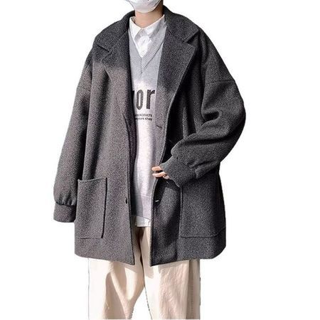 Fashion Loose Lapel Jacket for Men Solid Color Coat