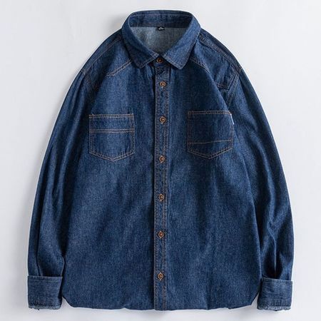 Men's Fashion Cotton Denim Long Sleeve Shirt Jacket