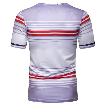 Modal Additional Images for New Summer Men's Short-Sleeved T-Shirt Men's Contrast Striped Slim Casual T-Shirt