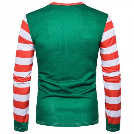 Men's New Special 3D Printing Cartoon Dog Christmas Hat Round Neck Long Sleeve T-Shirt