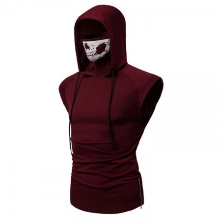 Men's Hooded Vest Large Large Size Hooded Masked Fashion Sleeveless T-Shirt