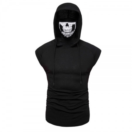 Men's Hooded Vest Large Large Size Hooded Masked Fashion Sleeveless T-Shirt
