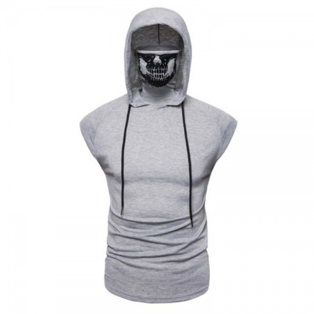 Men's Hooded Vest Large Large Size Hooded Masked Fashion Sleeveless T-Shirt