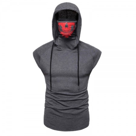 Men's Hooded Vest Large Large Size Hooded Masked Fashion Sleeveless T-Shirt