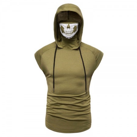 Men's Hooded Vest Large Large Size Hooded Masked Fashion Sleeveless T-Shirt