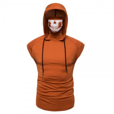 Men's Hooded Vest Large Large Size Hooded Masked Fashion Sleeveless T-Shirt