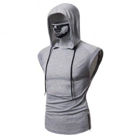 Modal Additional Images for Men's Hooded Vest Large Large Size Hooded Masked Fashion Sleeveless T-Shirt
