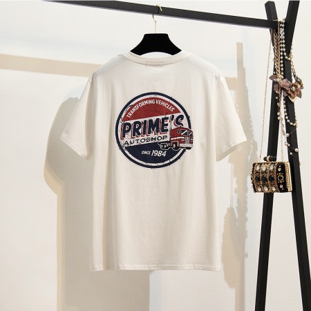 Plus Size Women's Summer Dress New Fat Printed Loose Short Sleeve Women's T-Shirt