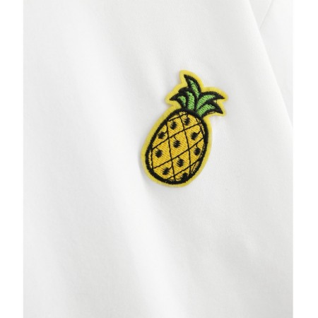 Modal Additional Images for Summer New V-Neck Pineapple Applique Short Sleeve T-Shirt