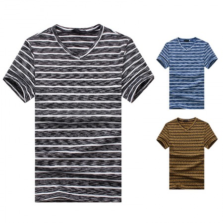 Modal Additional Images for New Style Flat Men's Striped Pull Frame Plus Size Short-Sleeved T-Shirt