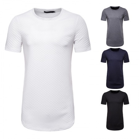 New Style Men's Diamond Lattice Hip-Hop Loose Short-Sleeved T-Shirt D33