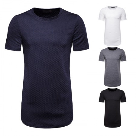 New Style Men's Diamond Lattice Hip-Hop Loose Short-Sleeved T-Shirt D33