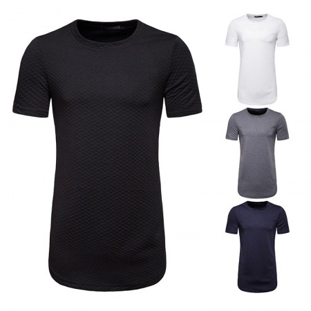 New Style Men's Diamond Lattice Hip-Hop Loose Short-Sleeved T-Shirt D33