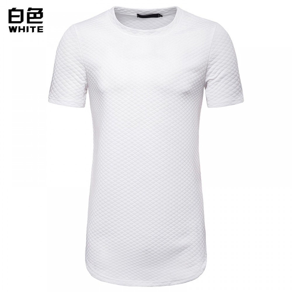 Modal Additional Images for New Style Men's Diamond Lattice Hip-Hop Loose Short-Sleeved T-Shirt D33